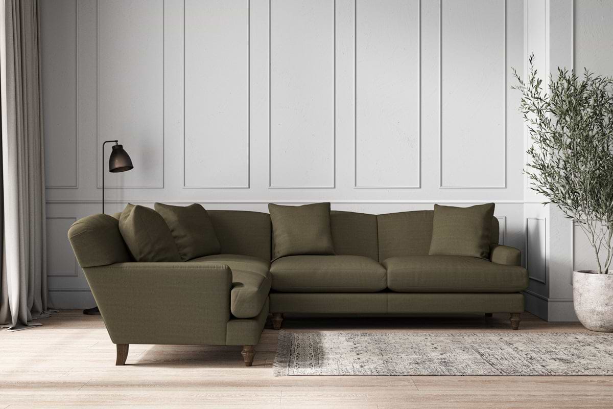 Deni Super Grand Left Hand Corner Sofa - Recycled Cotton Fatigue-MAKE TO ORDER-Nkuku
