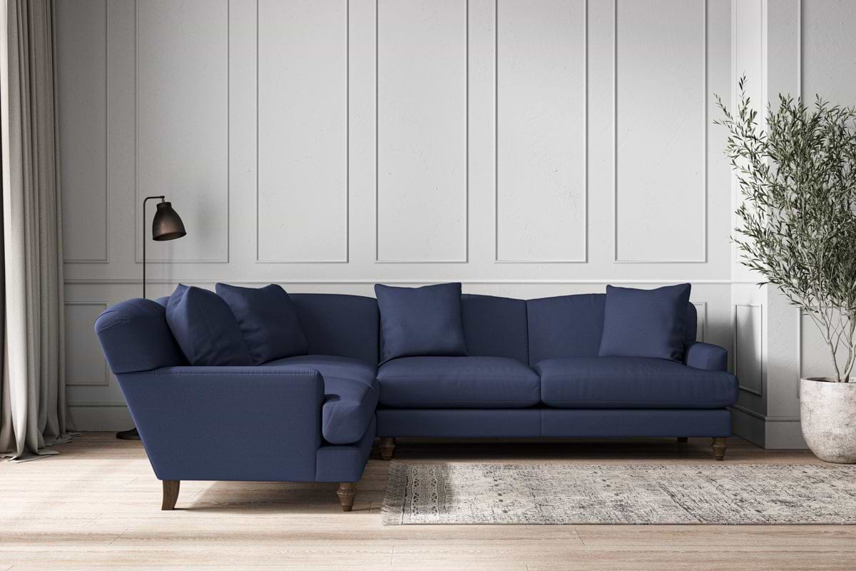 Deni Super Grand Left Hand Corner Sofa - Recycled Cotton Navy-MAKE TO ORDER-Nkuku