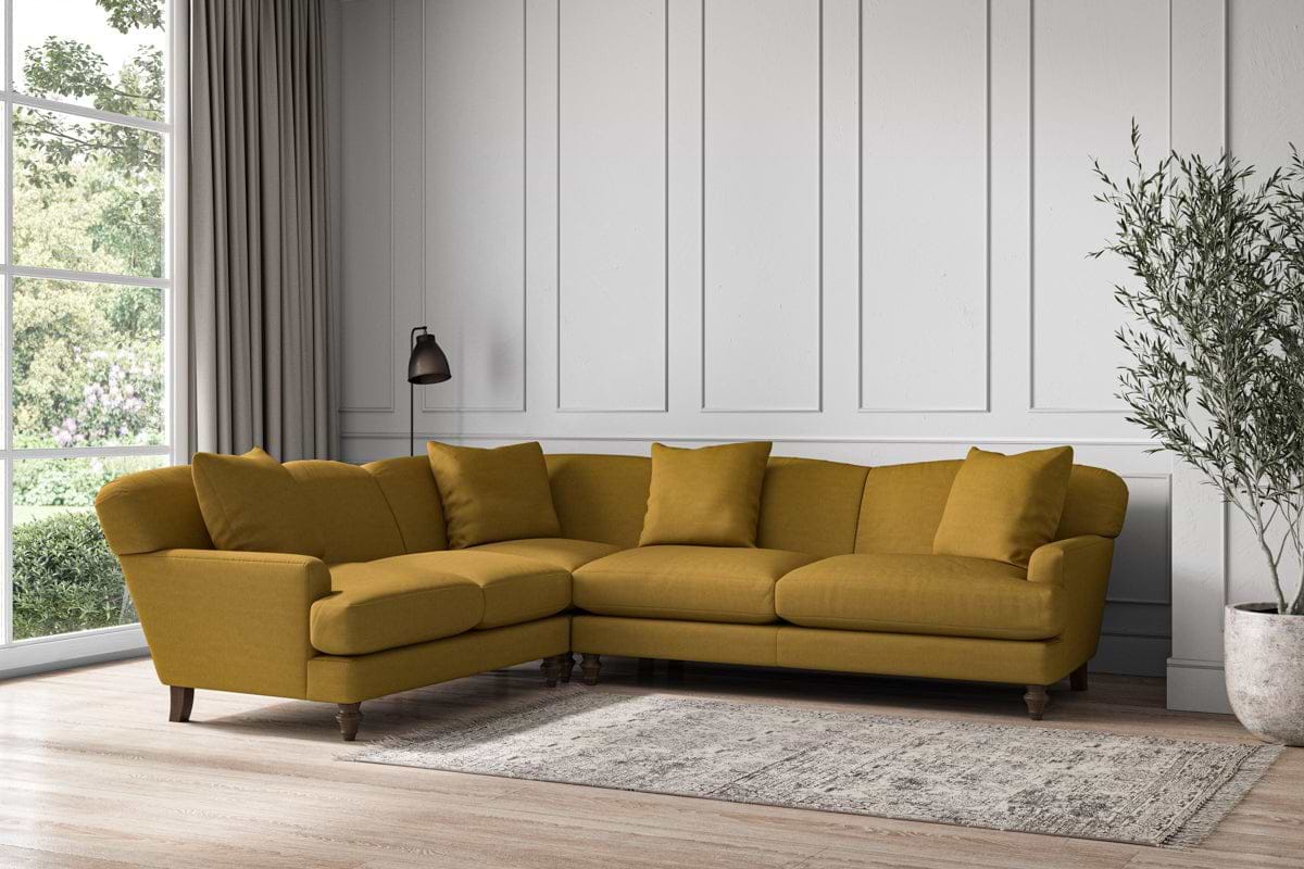 Deni Super Grand Left Hand Corner Sofa - Recycled Cotton Ochre