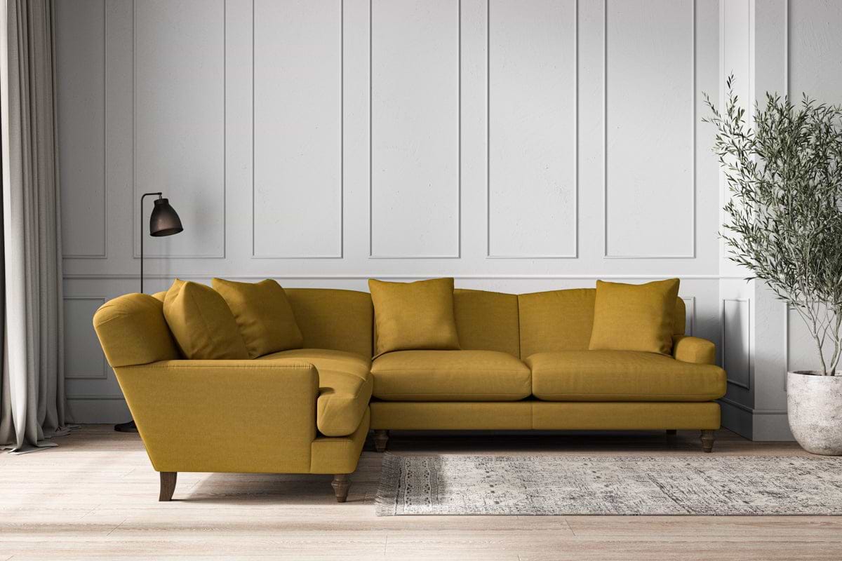 Deni Super Grand Left Hand Corner Sofa - Recycled Cotton Ochre-MAKE TO ORDER-Nkuku