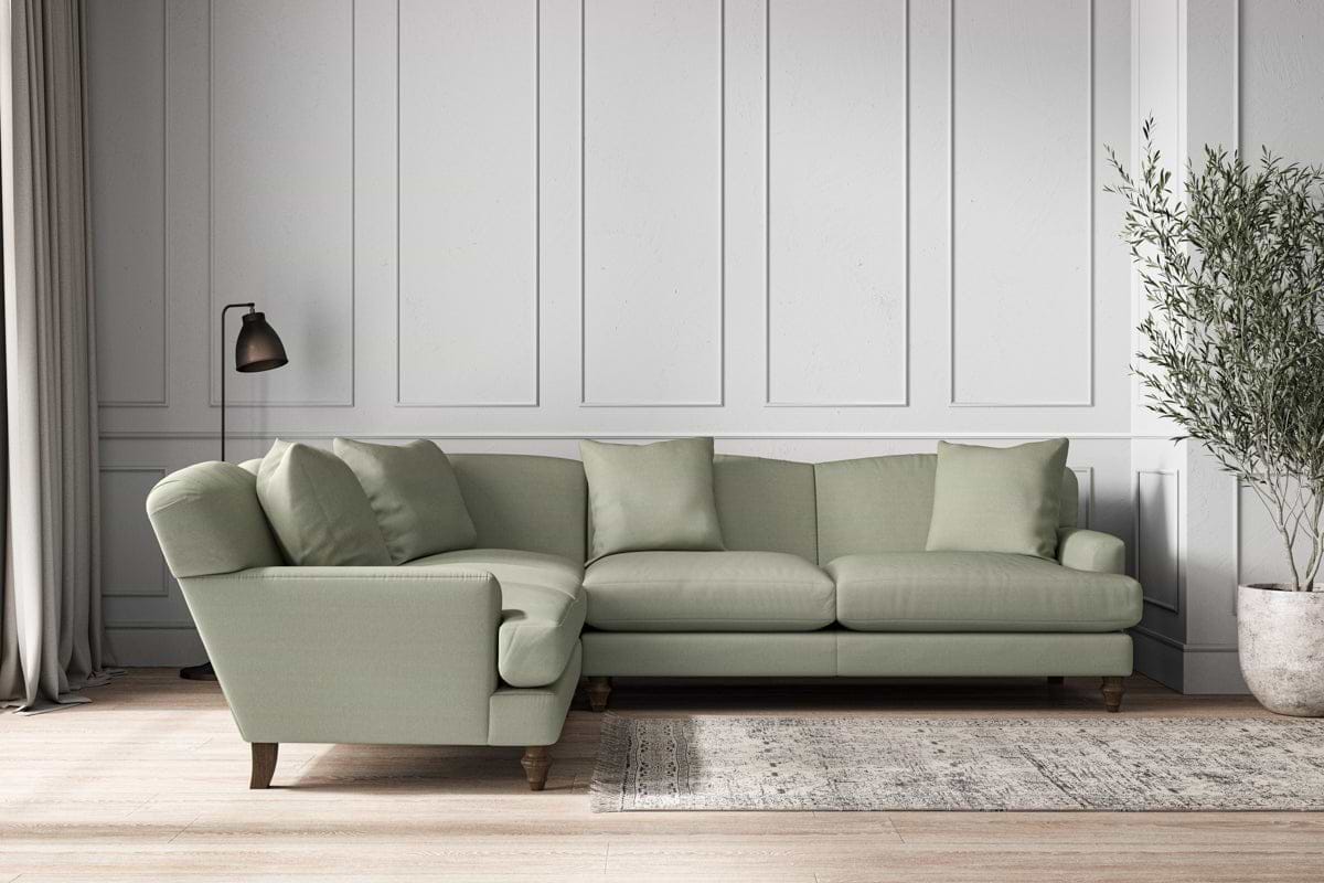 Deni Super Grand Left Hand Corner Sofa - Recycled Cotton Seaspray-MAKE TO ORDER-Nkuku