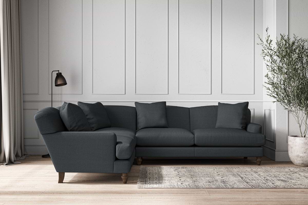 Deni Super Grand Left Hand Corner Sofa - Recycled Cotton Thunder-MAKE TO ORDER-Nkuku
