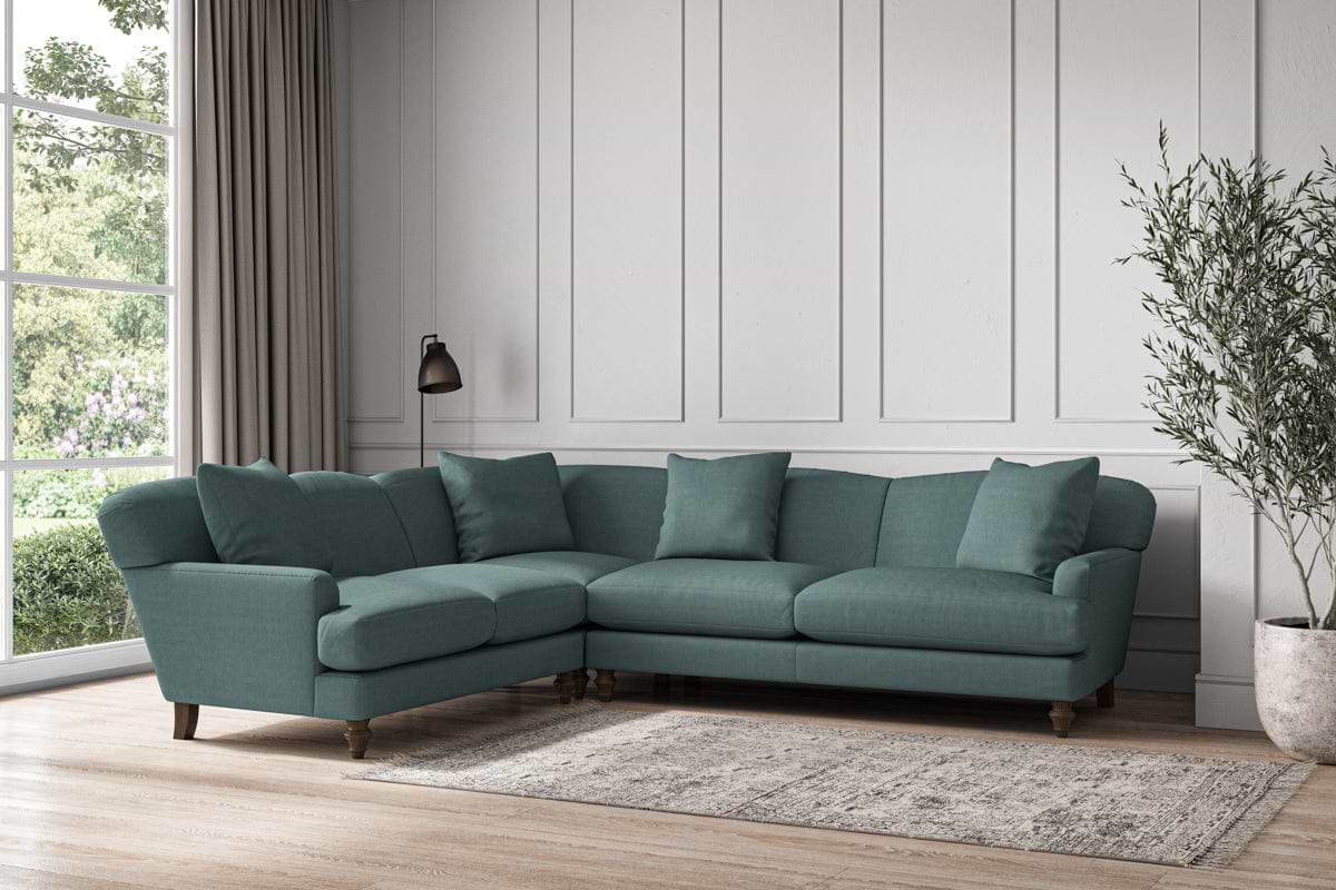 Deni Super Grand Right Hand Corner Sofa - Recycled Cotton Airforce-MAKE TO ORDER-Nkuku