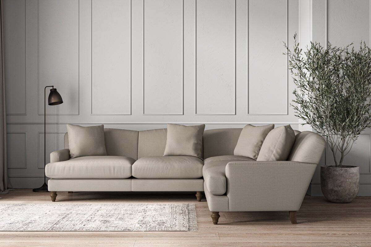 Deni Super Grand Right Hand Corner Sofa - Recycled Cotton Flax-MAKE TO ORDER-Nkuku