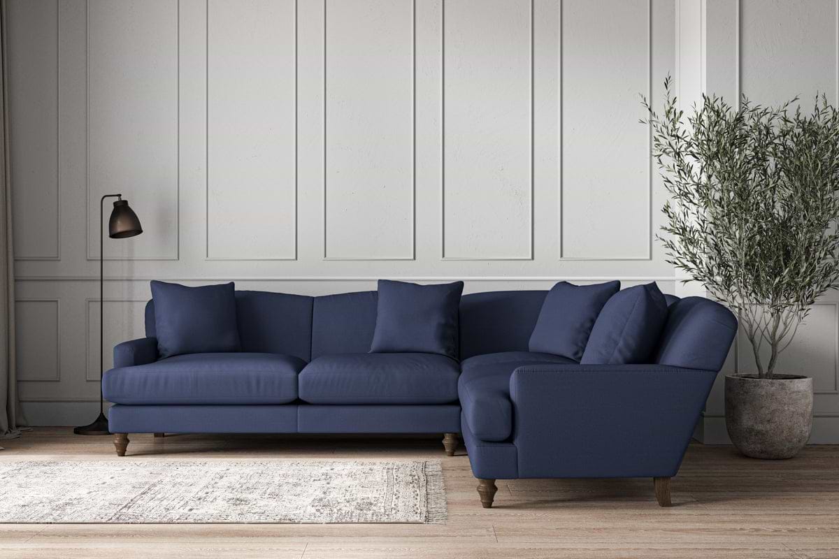 Deni Super Grand Right Hand Corner Sofa - Recycled Cotton Navy-MAKE TO ORDER-Nkuku