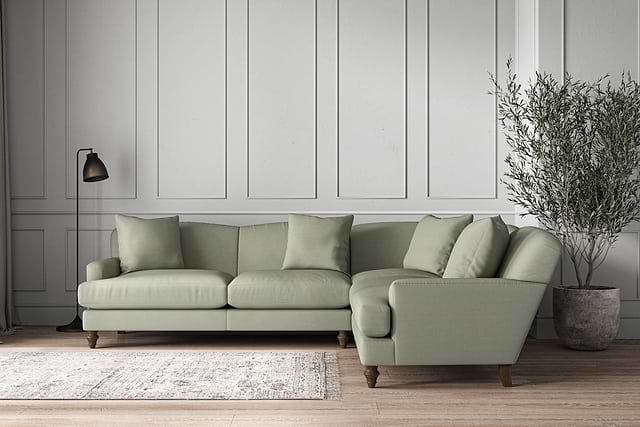 Deni Super Grand Right Hand Corner Sofa - Recycled Cotton Seaspray