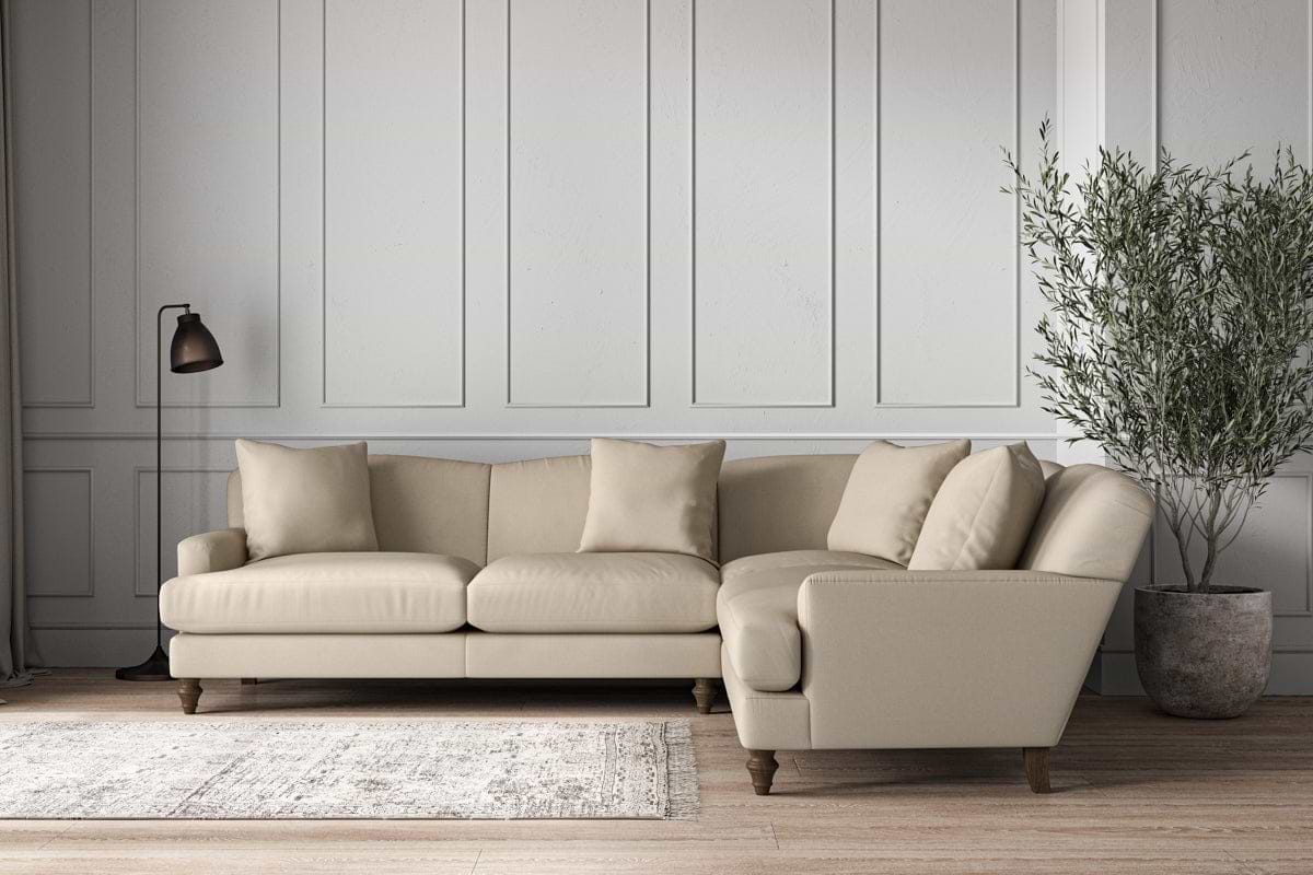 Deni Super Grand Right Hand Corner Sofa - Recycled Cotton Stone-MAKE TO ORDER-Nkuku