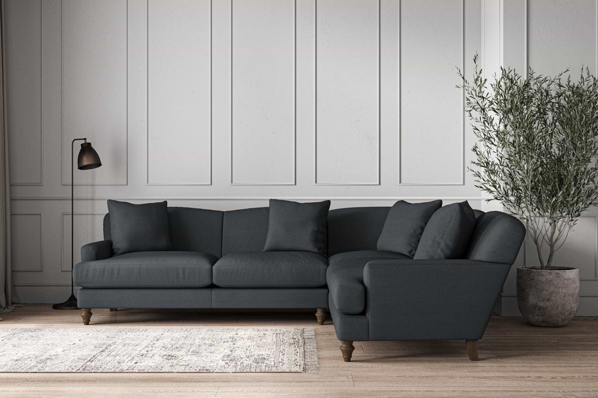 Deni Super Grand Right Hand Corner Sofa - Recycled Cotton Thunder-MAKE TO ORDER-Nkuku