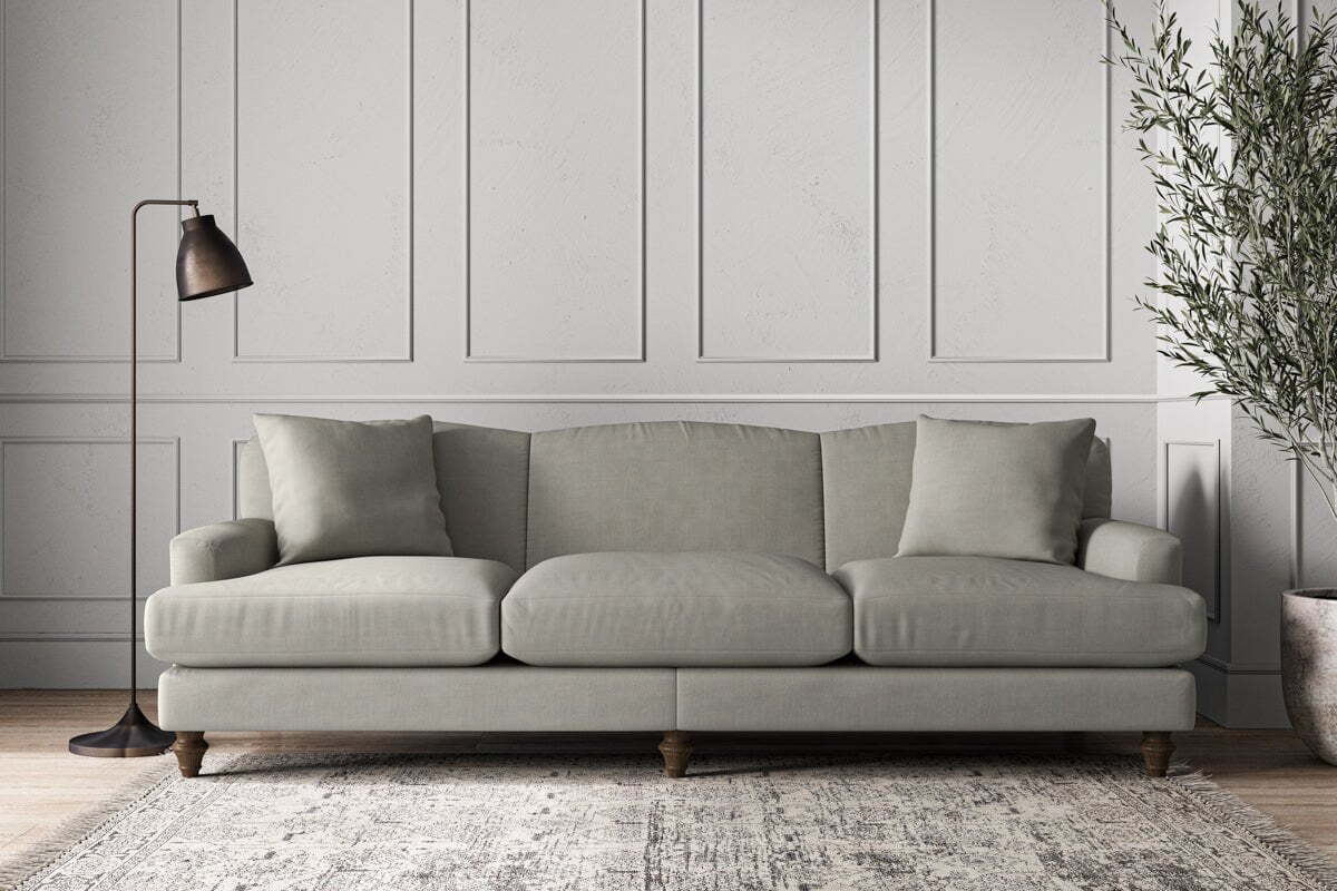 Deni Super Grand Sofa - Brera Linen Smoke-MAKE TO ORDER-Nkuku