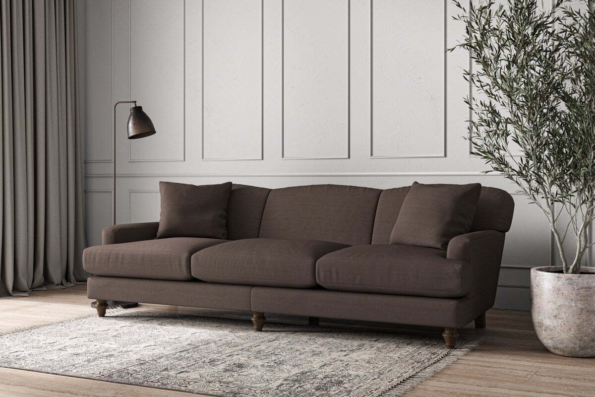 Deni Super Grand Sofa - Recycled Cotton Mocha-MAKE TO ORDER-Nkuku