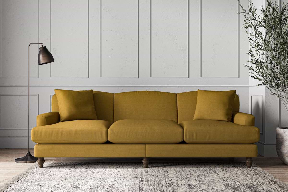 Deni Super Grand Sofa - Recycled Cotton Ochre-MAKE TO ORDER-Nkuku