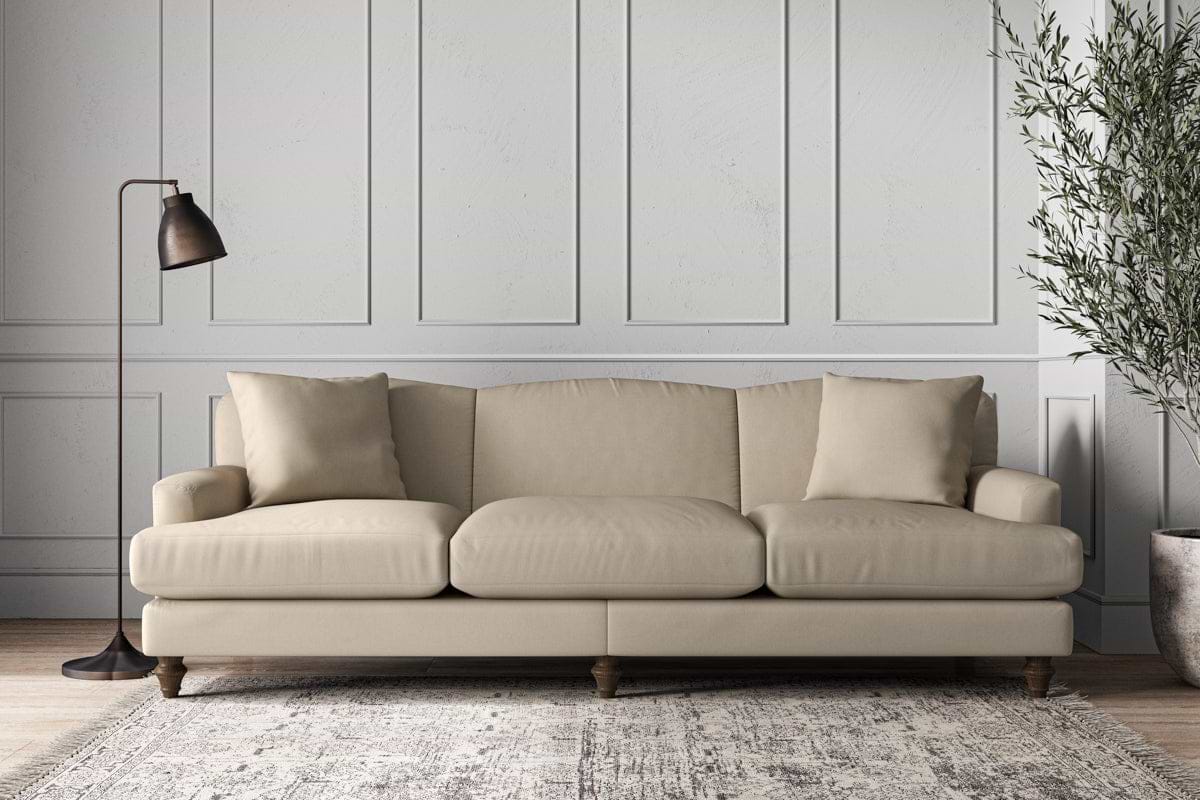 Deni Super Grand Sofa - Recycled Cotton Stone-MAKE TO ORDER-Nkuku