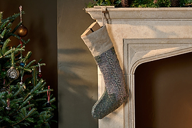 Dhanda Recycled Wool Stocking - Moss & Natural-CHRISTMAS DECORATIONS-Nkuku
