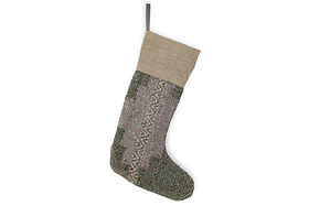 Dhanda Recycled Wool Stocking - Moss & Natural-CHRISTMAS DECORATIONS-Nkuku