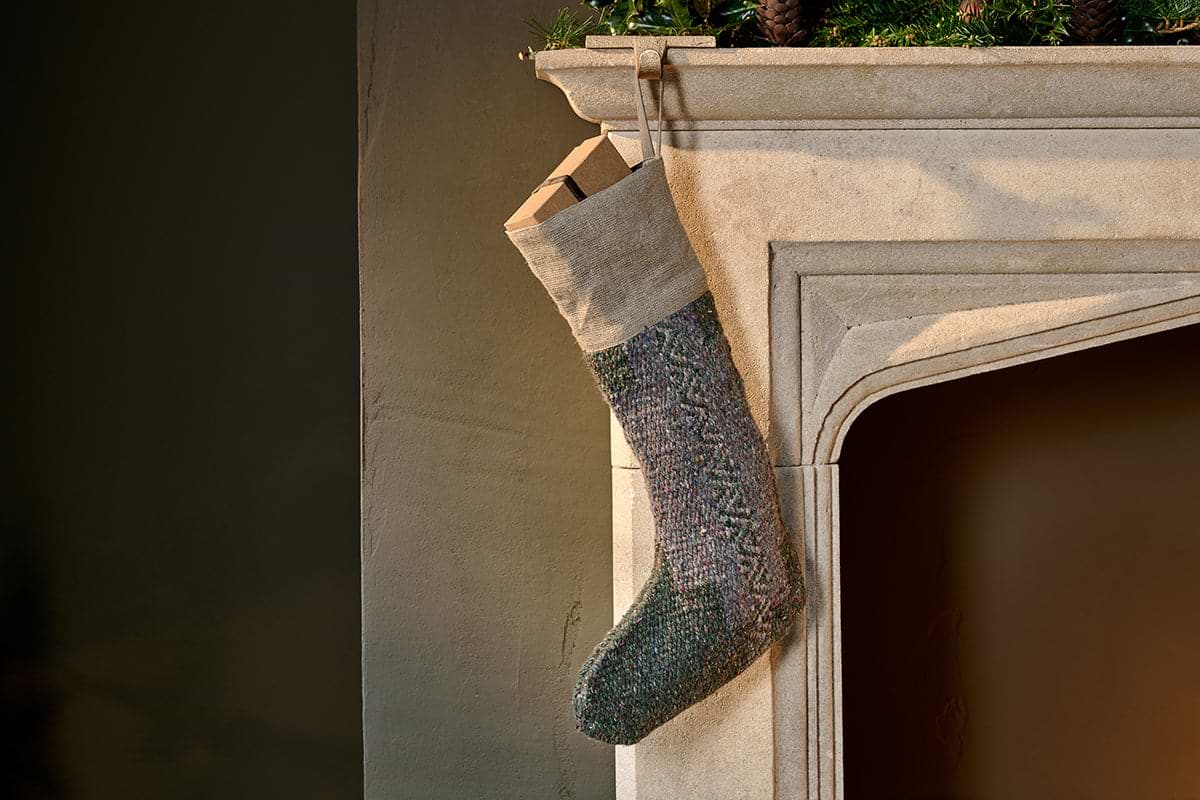 Dhanda Recycled Wool Stocking - Moss & Natural-CHRISTMAS DECORATIONS-Nkuku