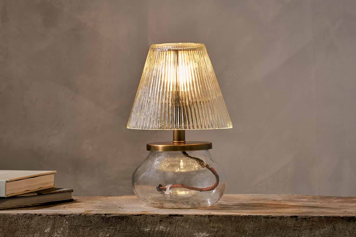 Dimalai Recycled Glass Table Lamp - Clear-LAMPS-Nkuku