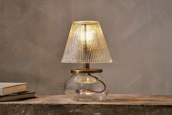 Dimalai Recycled Glass Table Lamp - Clear-LAMPS-Nkuku