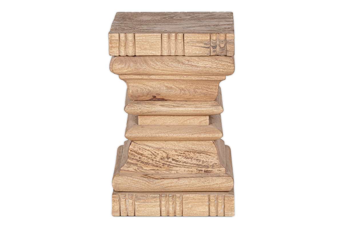 Disha Carved Mango Wood Side Table - Natural