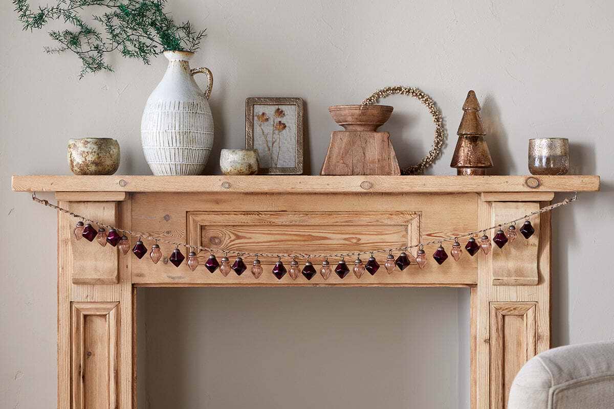 Ekiti Bauble Garland - Ruby & Copper-CHRISTMAS DECORATIONS-Nkuku