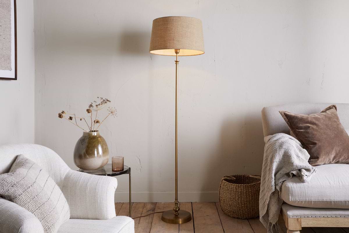 Ehadi Antique Floor Lamp - Antique Brass-LAMPS-Nkuku