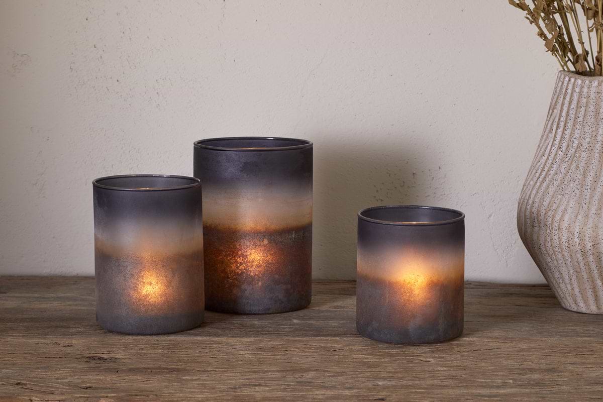Etti Tealight Holders - Navy & Smoke-CANDLES HOLDERS & LANTERNS-Nkuku