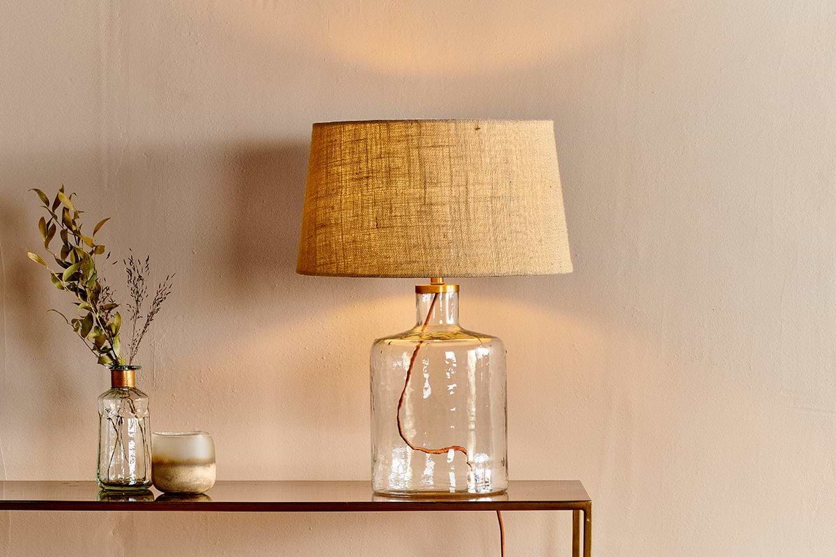 Edina Recycled Glass Table Lamp - Clear - Small-LAMPS-Nkuku