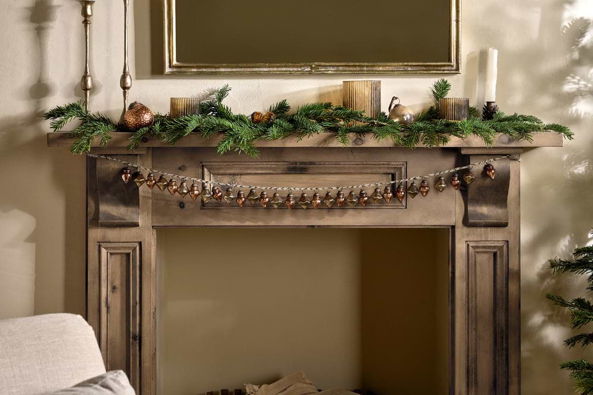 Ekiti Bauble Garland - Antique Gold & Rust-CHRISTMAS DECORATIONS-Nkuku