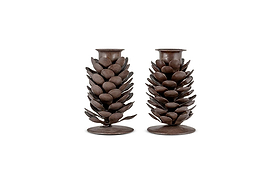 Elagalu Pine Cone Candle Stick - Rust (Set of 2)