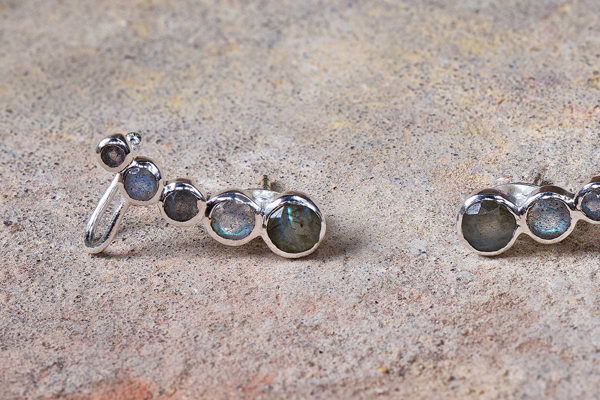 Elina Labradorite Ear Climber - Silver
