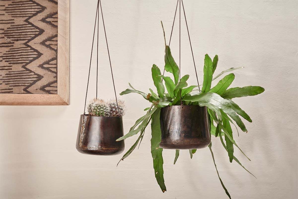 Endo Reclaimed Iron Hanging Planter-VASES & PLANTERS-Nkuku
