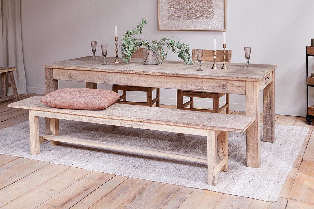 Fioni Reclaimed Wood Dining Table - Natural-TABLES-Nkuku