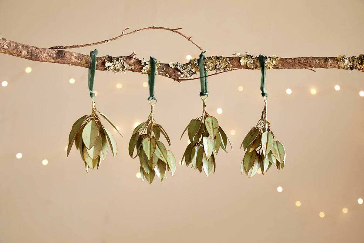 Geeti Baubles - Soft Green (Set of 4)-CHRISTMAS DECORATIONS-Nkuku