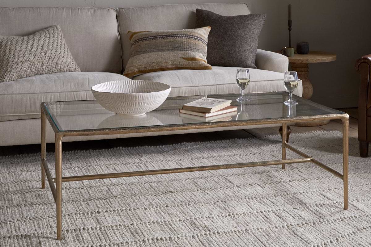 Gilasi Cast Metal & Glass Coffee Table - Antique Brass-TABLES-Nkuku