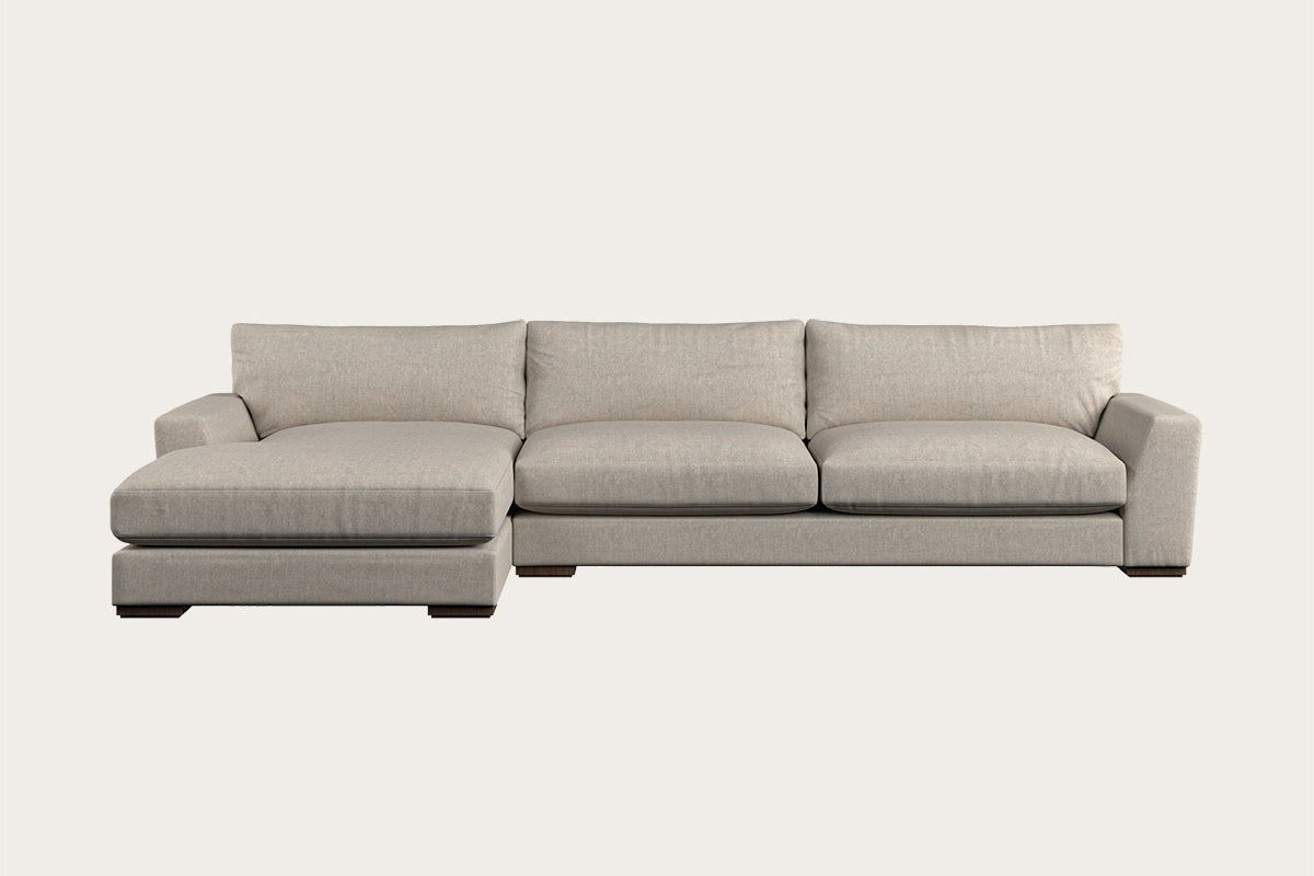 Guddu Grand Left Hand Chaise Sofa - Brera Linen Natural-MAKE TO ORDER-Nkuku