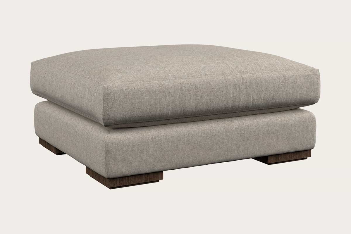 Guddu Large Footstool - Brera Linen Natural-MAKE TO ORDER-Nkuku