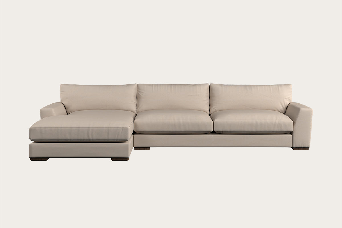Guddu Grand Left Hand Chaise Sofa - Recycled Cotton Natural