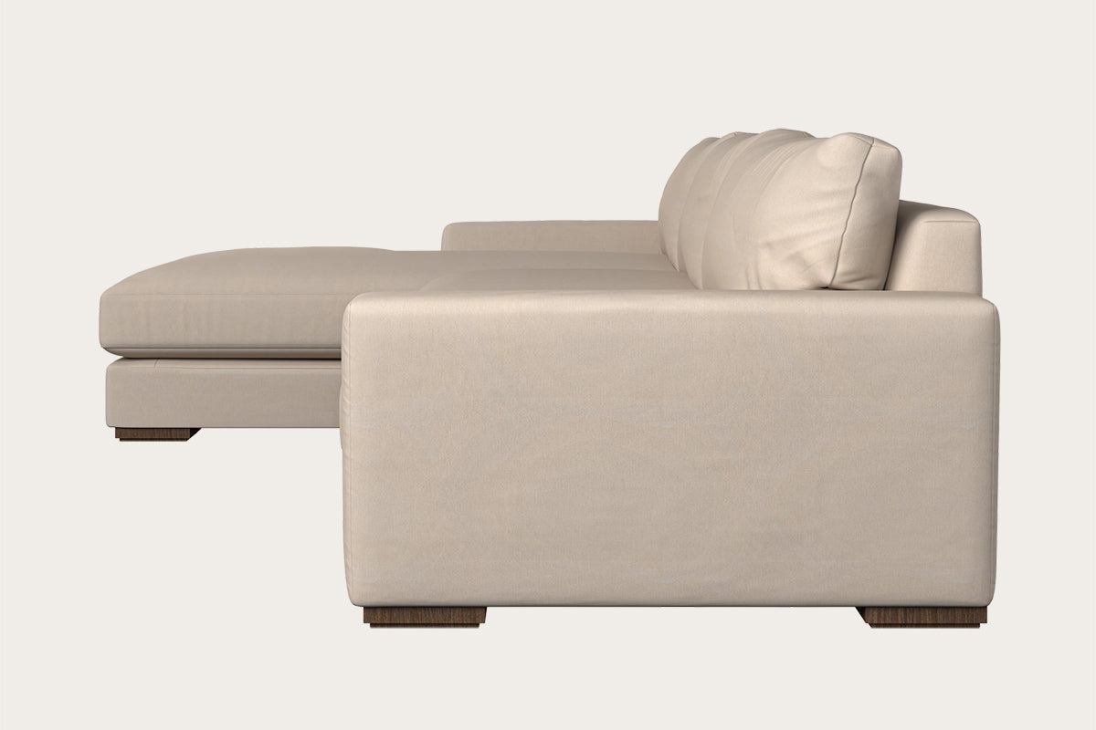 Guddu Grand Left Hand Chaise Sofa - Recycled Cotton Natural