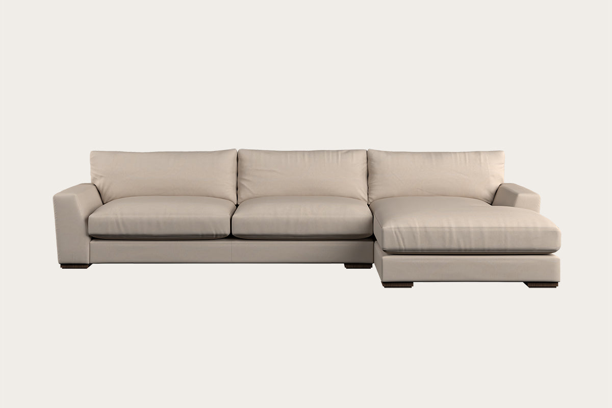 Guddu Grand Right Hand Chaise Sofa - Recycled Cotton Natural