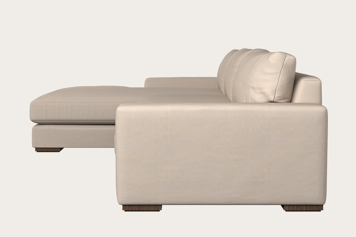 Guddu Large Left Hand Chaise Sofa - Recycled Cotton Natural