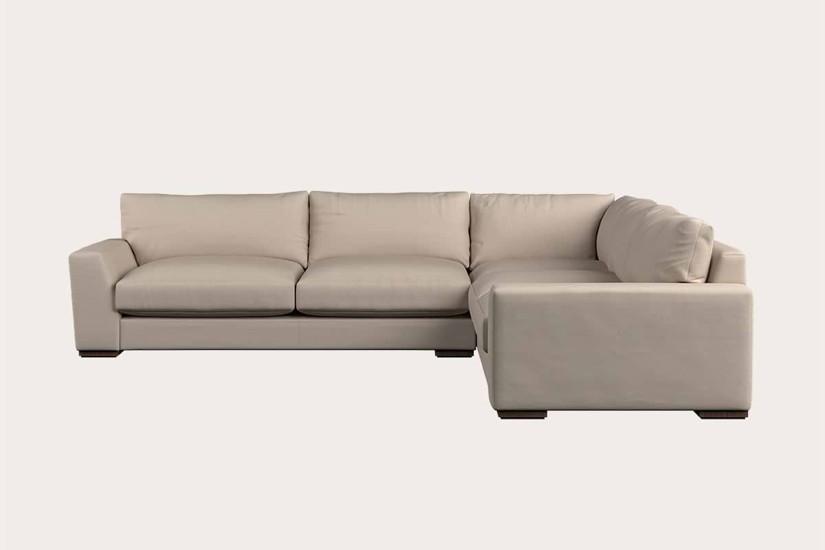 Guddu Large Right Hand Corner Sofa - Recycled Cotton Natural-MAKE TO ORDER-Nkuku