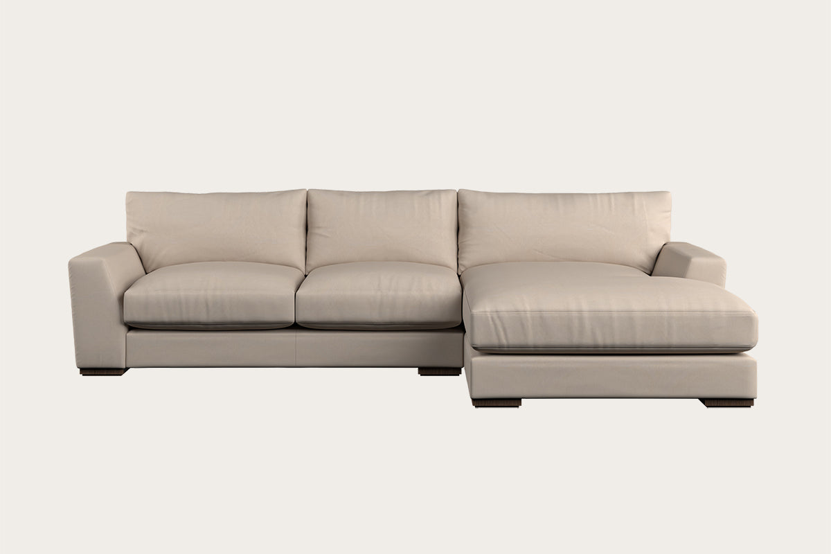 Guddu Medium Right Hand Chaise Sofa - Recycled Cotton Natural-MAKE TO ORDER-Nkuku
