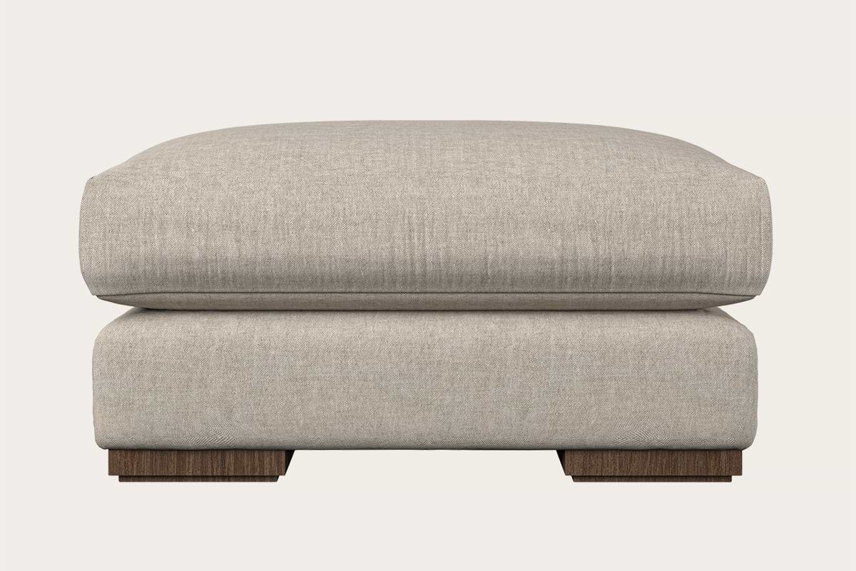 Guddu Medium Footstool - Brera Linen Natural-MAKE TO ORDER-Nkuku