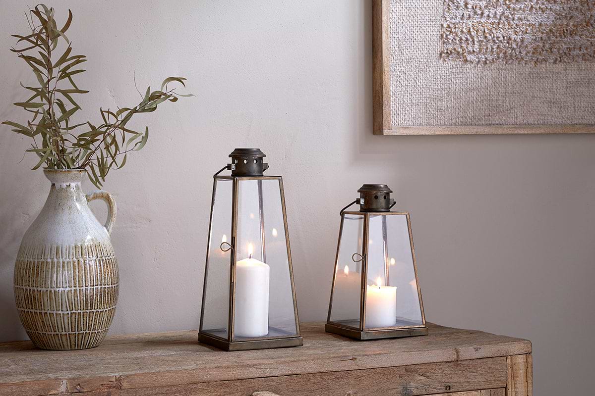 Giva Lantern - Antique Brass-CANDLES HOLDERS & LANTERNS-Nkuku