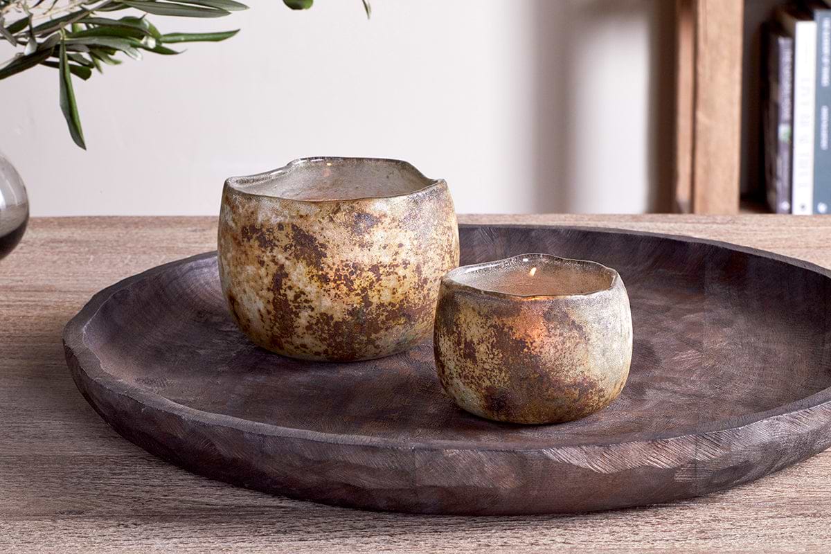 Gola Recycled Glass Tealight Holder - Antique Smoke-CANDLES HOLDERS & LANTERNS-Nkuku
