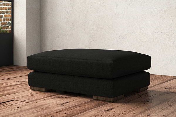 Guddu Grand Footstool - Brera Linen Charcoal