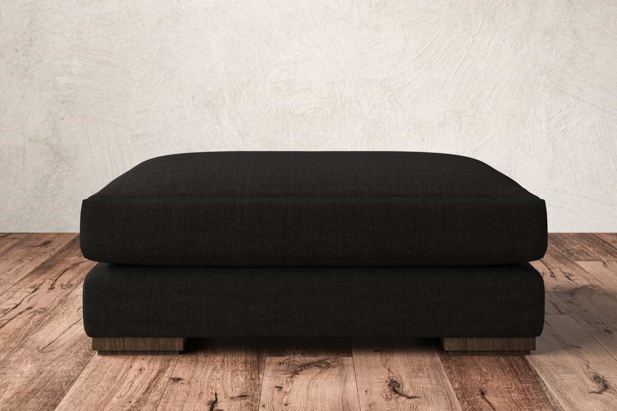 Guddu Grand Footstool - Brera Linen Charcoal-MAKE TO ORDER-Nkuku