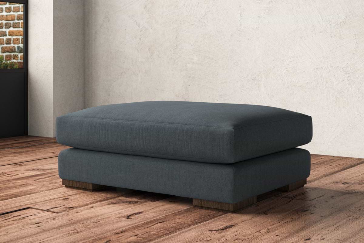 Guddu Grand Footstool - Brera Linen Dusk