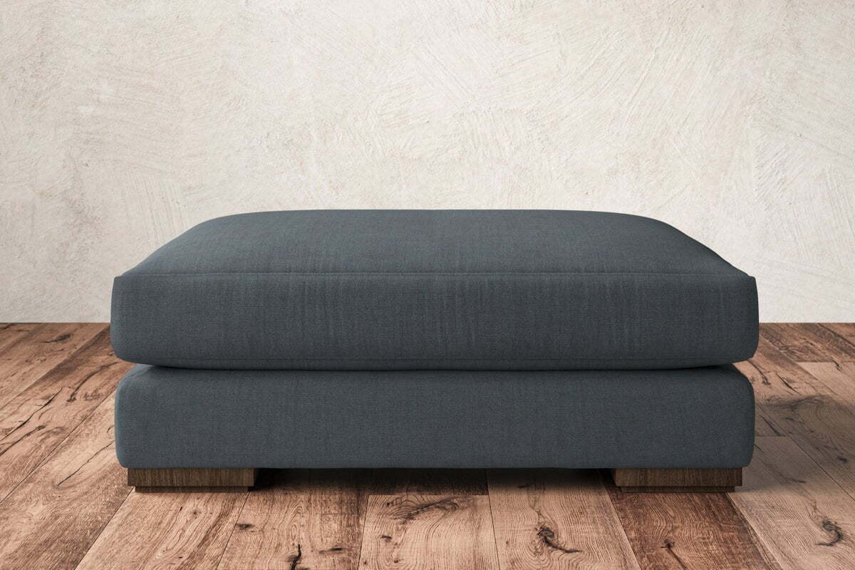 Guddu Grand Footstool - Brera Linen Dusk-MAKE TO ORDER-Nkuku