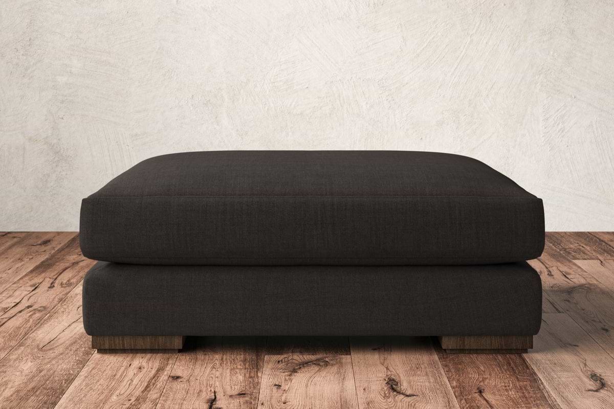 Guddu Grand Footstool - Brera Linen Espresso-MAKE TO ORDER-Nkuku