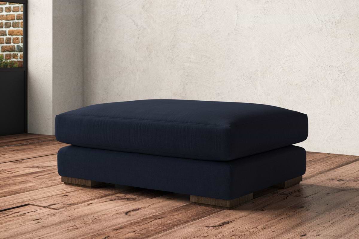 Guddu Grand Footstool - Brera Linen Indigo